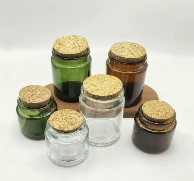 colored glass candle jars with cork lids