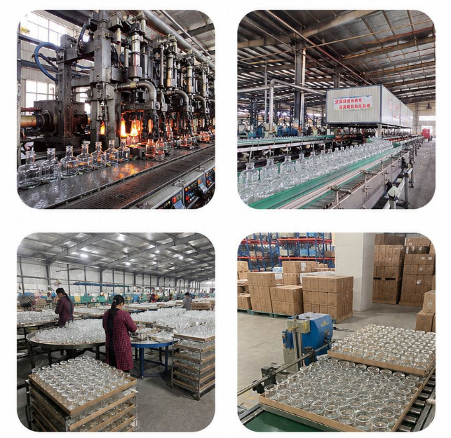 glass candle jar factory production and packing areas